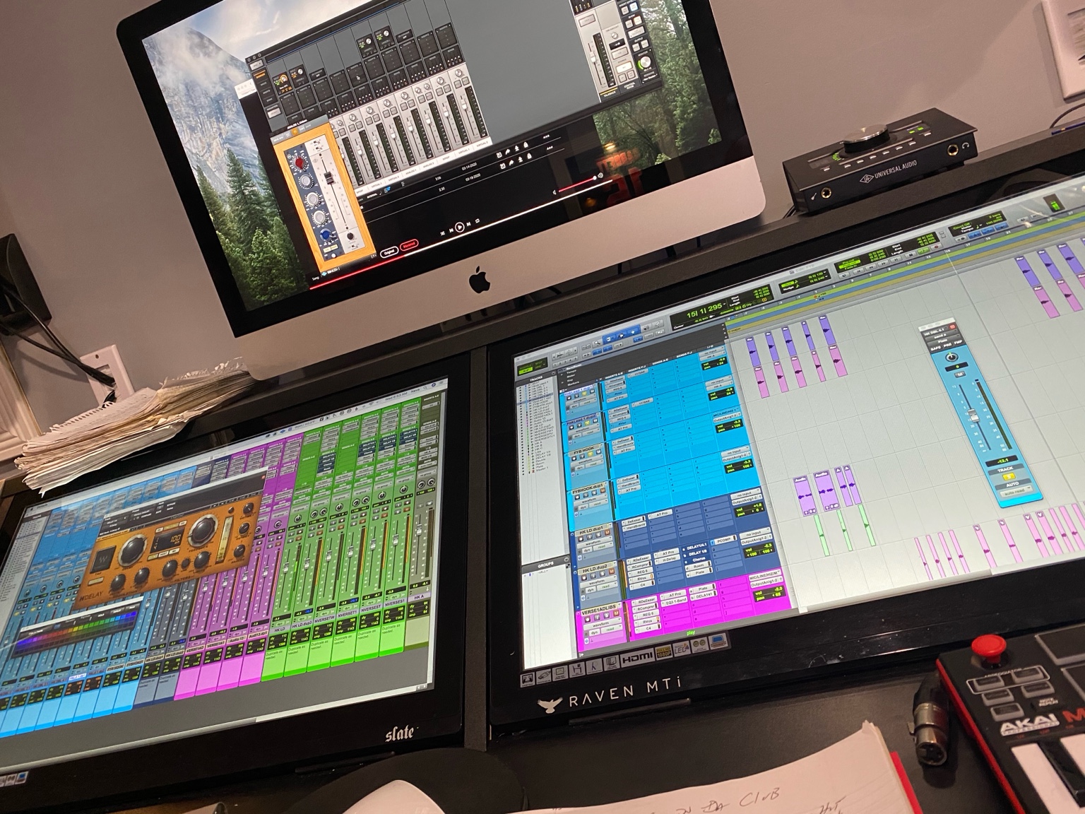 NEVA studio console with Raven and Pro Tools session